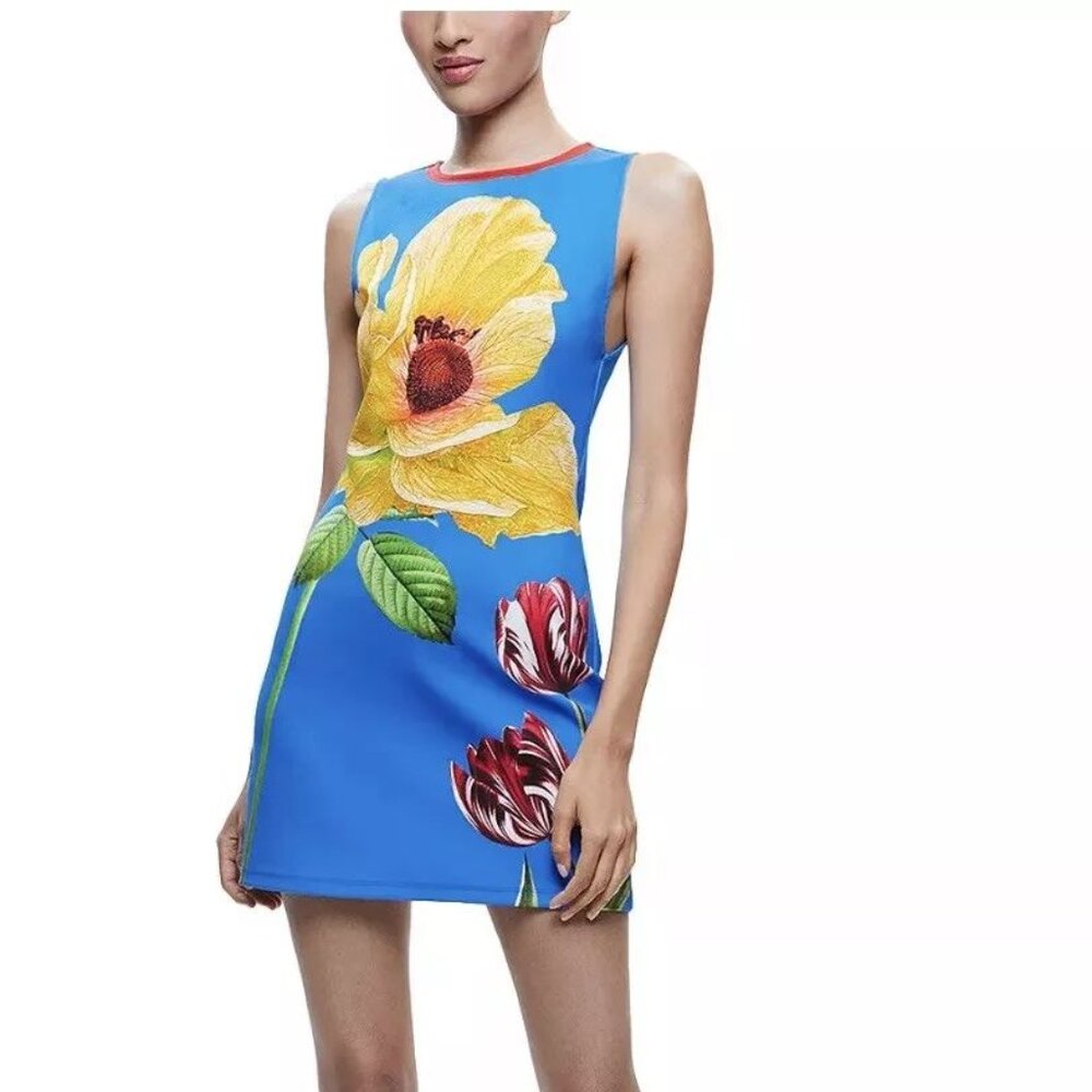 Alice + Olivia Floral Sleeveless Wynell A-Line Mini Dress in Le Parisien